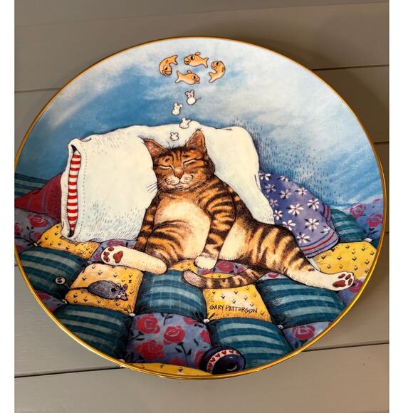 Vtg. Gary Patterson 1992 Comical Cats "Cat Nap" Porcelain Plate - Picture 1 of 2